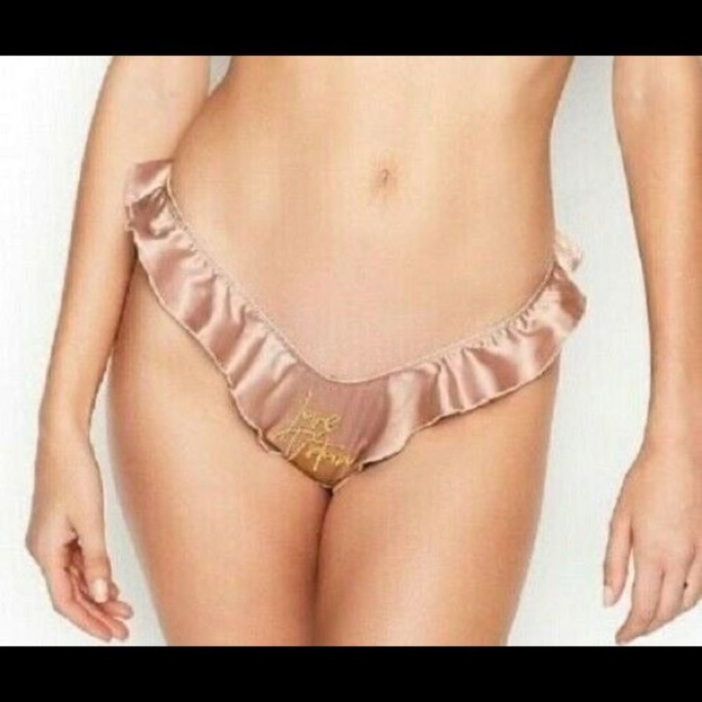 Victoria’s Secret Sexy Soft Satin French Cut Ruffle High leg thong panty Mauve